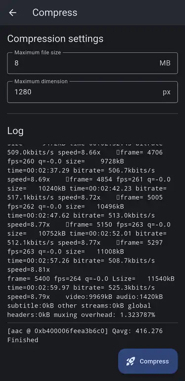Compression progress log